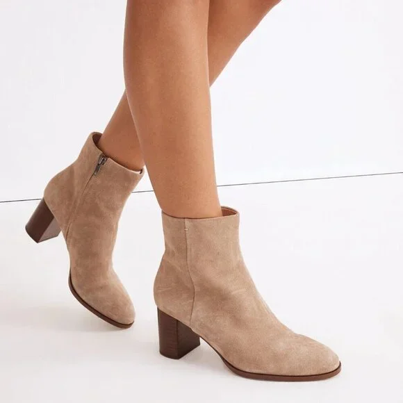 Madewell The Mira Side-Seam Ankle Boots in Suede 6 tan Ankle Boots & Booties